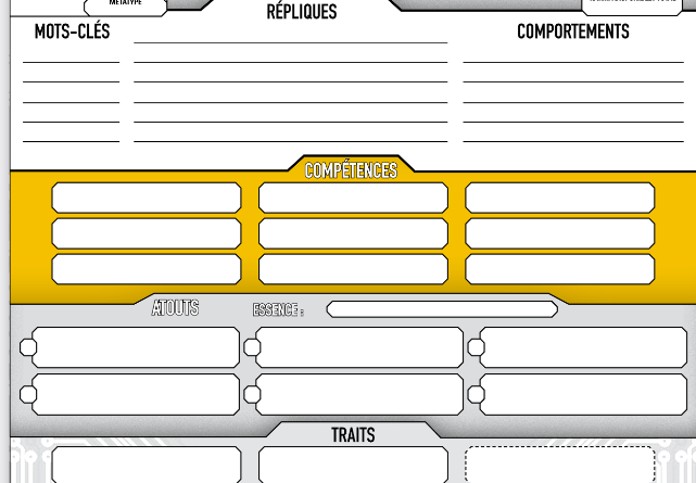 SRA Fiche de personnage améliorée